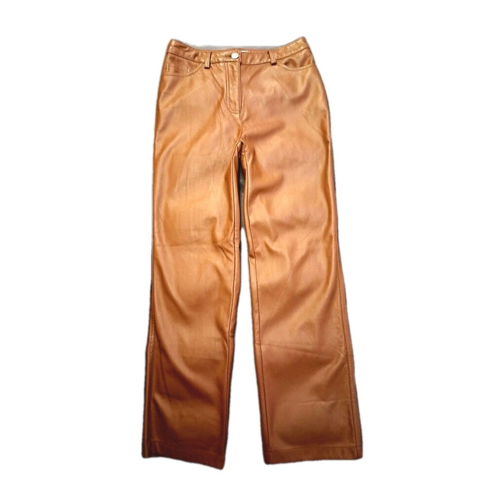 Maison d' Amelie Paris Brown Faux Leather High Rise Pants 6 Women's Straight